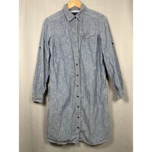Lands' End Denim Shirt Dress Light Wash 100% Cotton